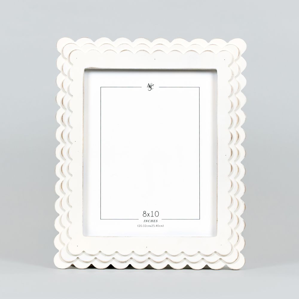 wood scallop photo frame (8x10) white Scallop Collection
