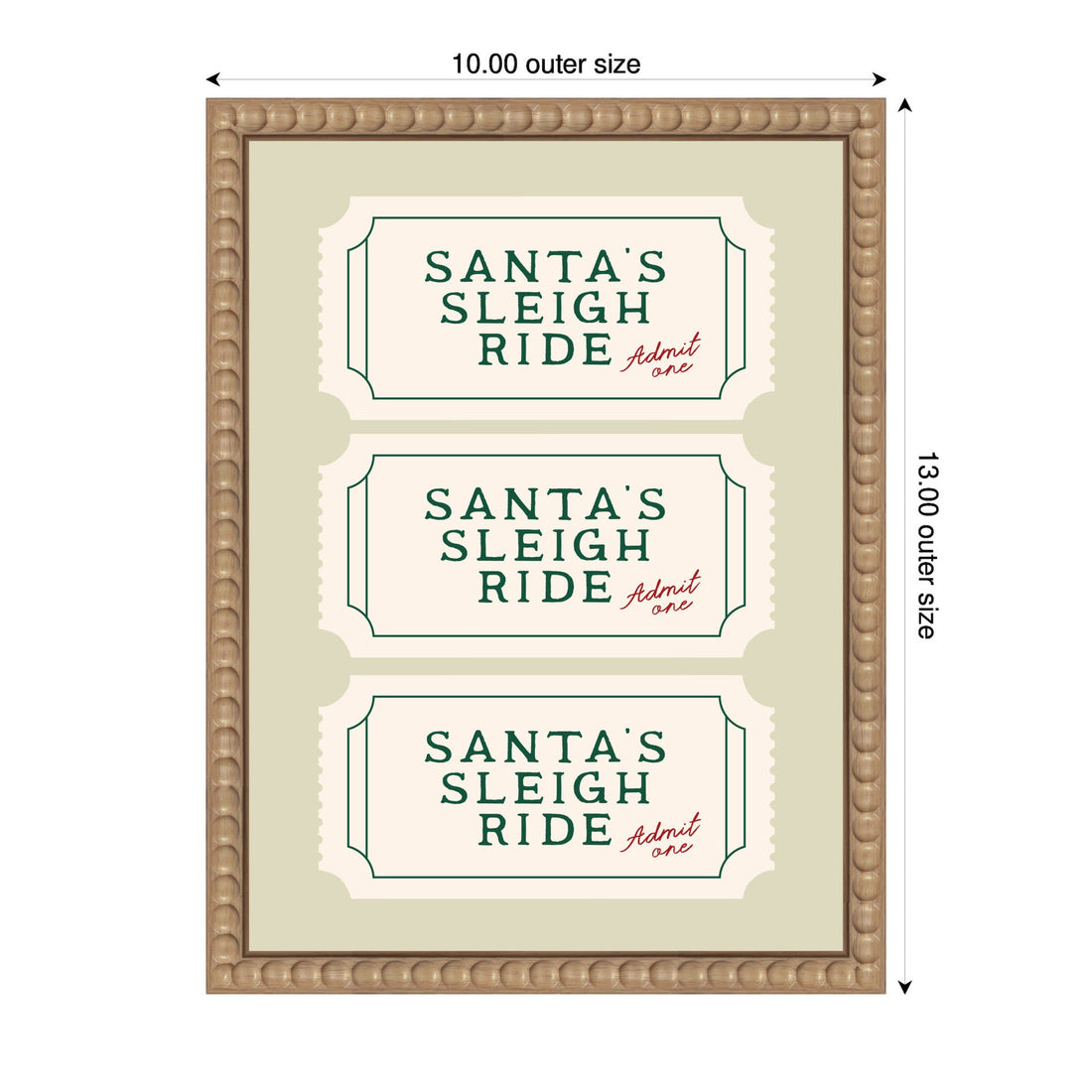 Santa Sleigh Ride Retro Ticket by Lucky Guava Framed Canvas Wall Art Print