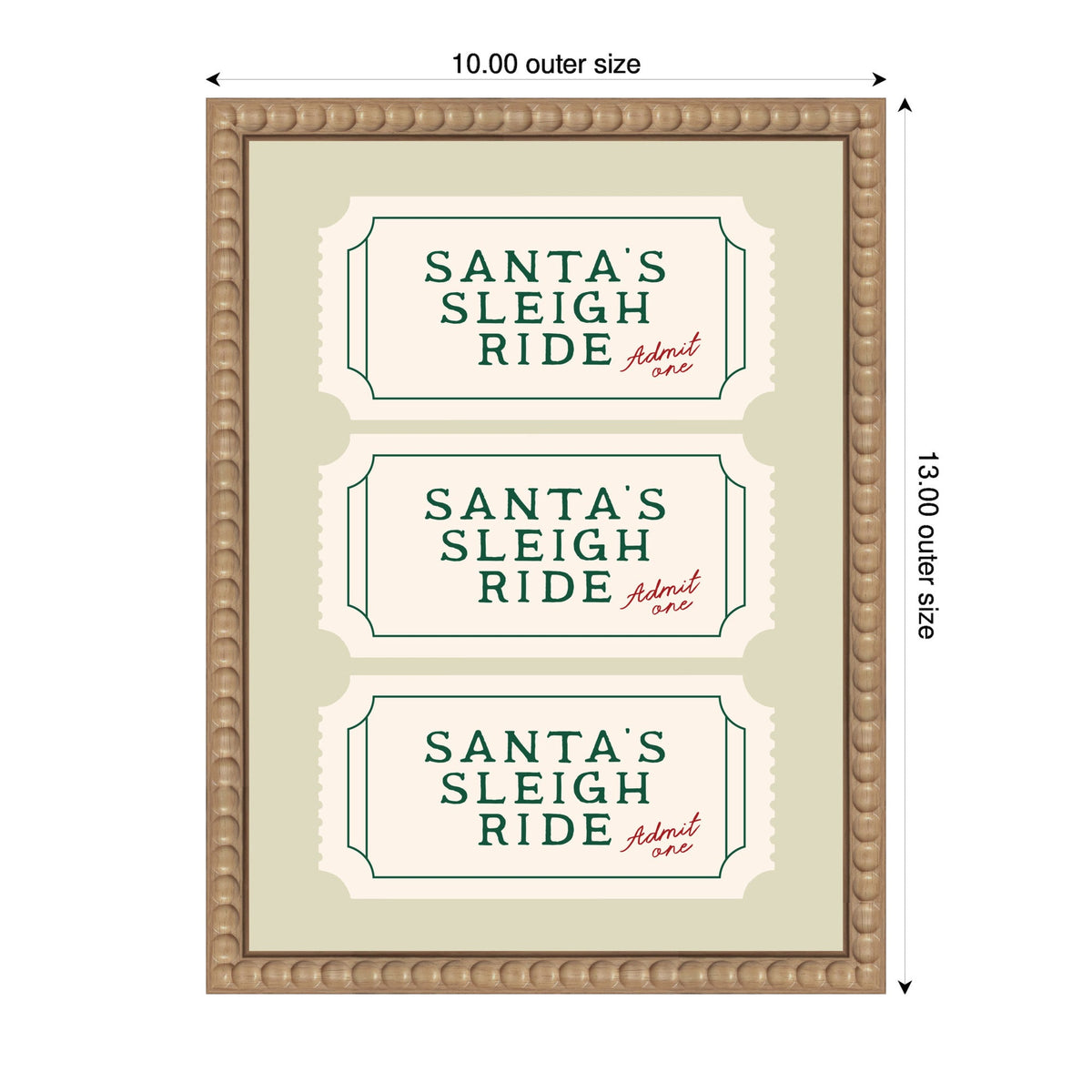 Santa Sleigh Ride Retro Ticket by Lucky Guava Framed Canvas Wall Art Print