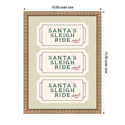 Santa Sleigh Ride Retro Ticket by Lucky Guava Framed Canvas Wall Art Print