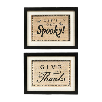 reversible wood frame sign (SPOOKY/THANKS)