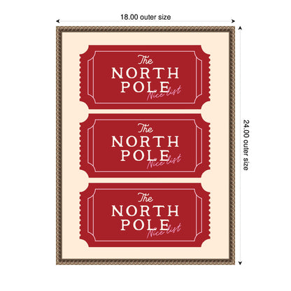 Christmas North Pole Ticket by Lucky Guava Framed Canvas Wall Art Print