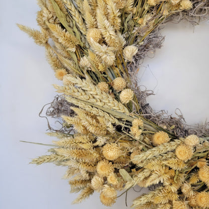 Handmade Dried Flower Wreath - Ivory
