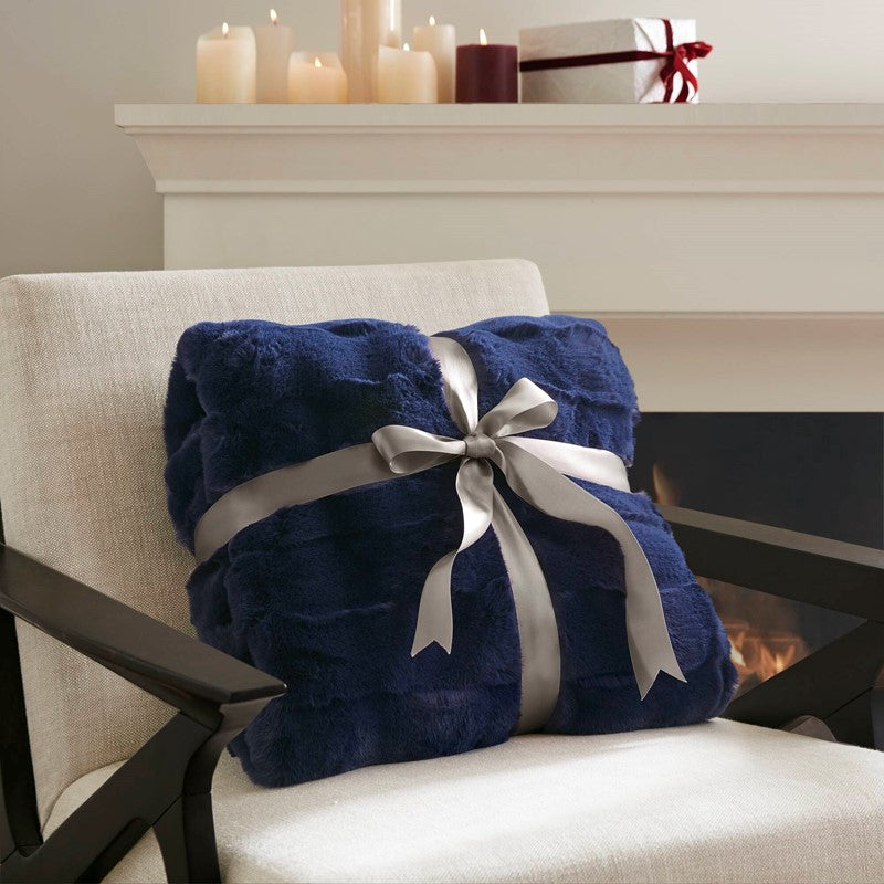 Vivienne Faux Fur Throw - Navy