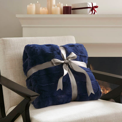 Vivienne Faux Fur Throw - Navy
