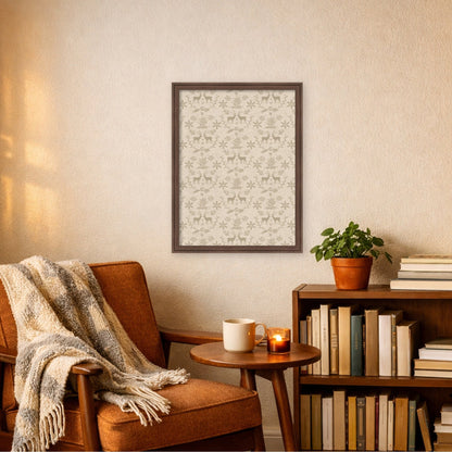 Framed Fabric Pinboard Reindeer Linen Printed Bulletin Board