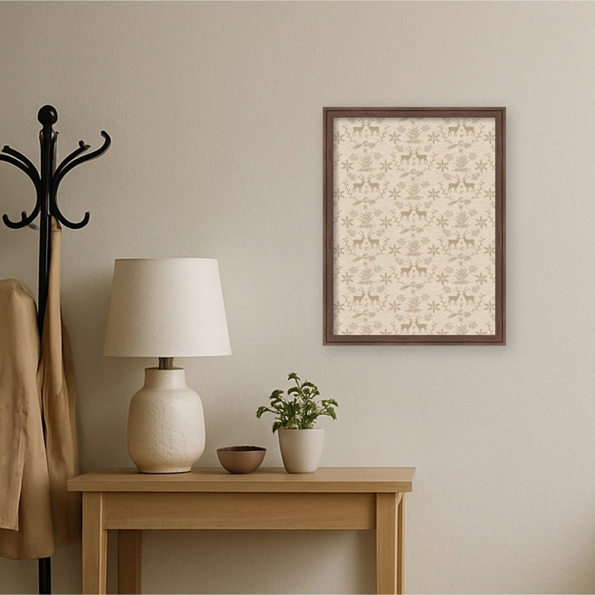 Framed Fabric Magnetic Board Christmas Reindeer Wall Organization