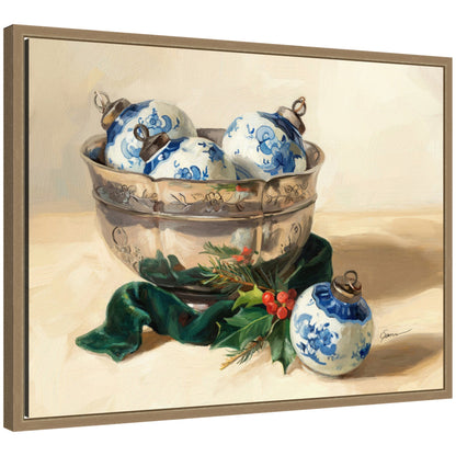 Blue Christmas 1 by Mary Sparrow Framed Canvas Wall Art Print