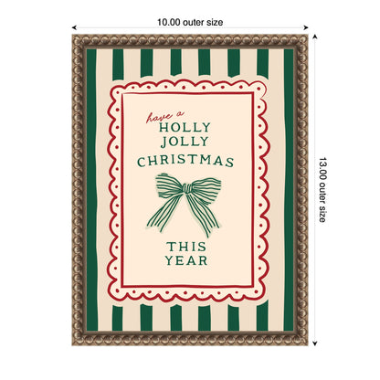 Retro Holly Jolly Christmas by Lucky Guava Framed Canvas Wall Art Print