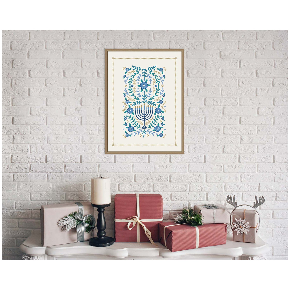 VYD Hanukkah Garden by Vicky Yorke Framed Canvas Wall Art Print
