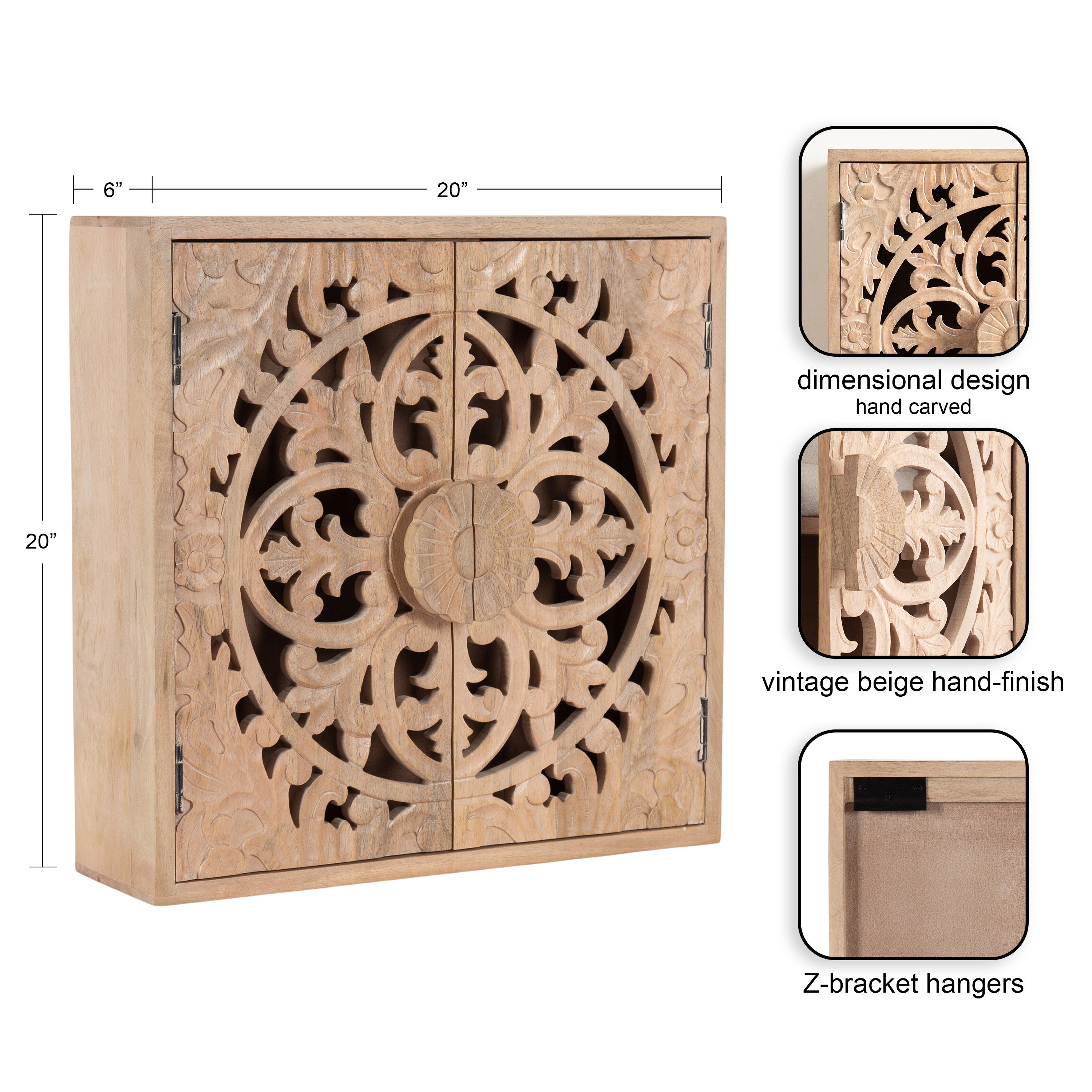 Saanvi Carved Wood Wall Cabinet