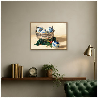 Blue Christmas 1 by Mary Sparrow Framed Canvas Wall Art Print