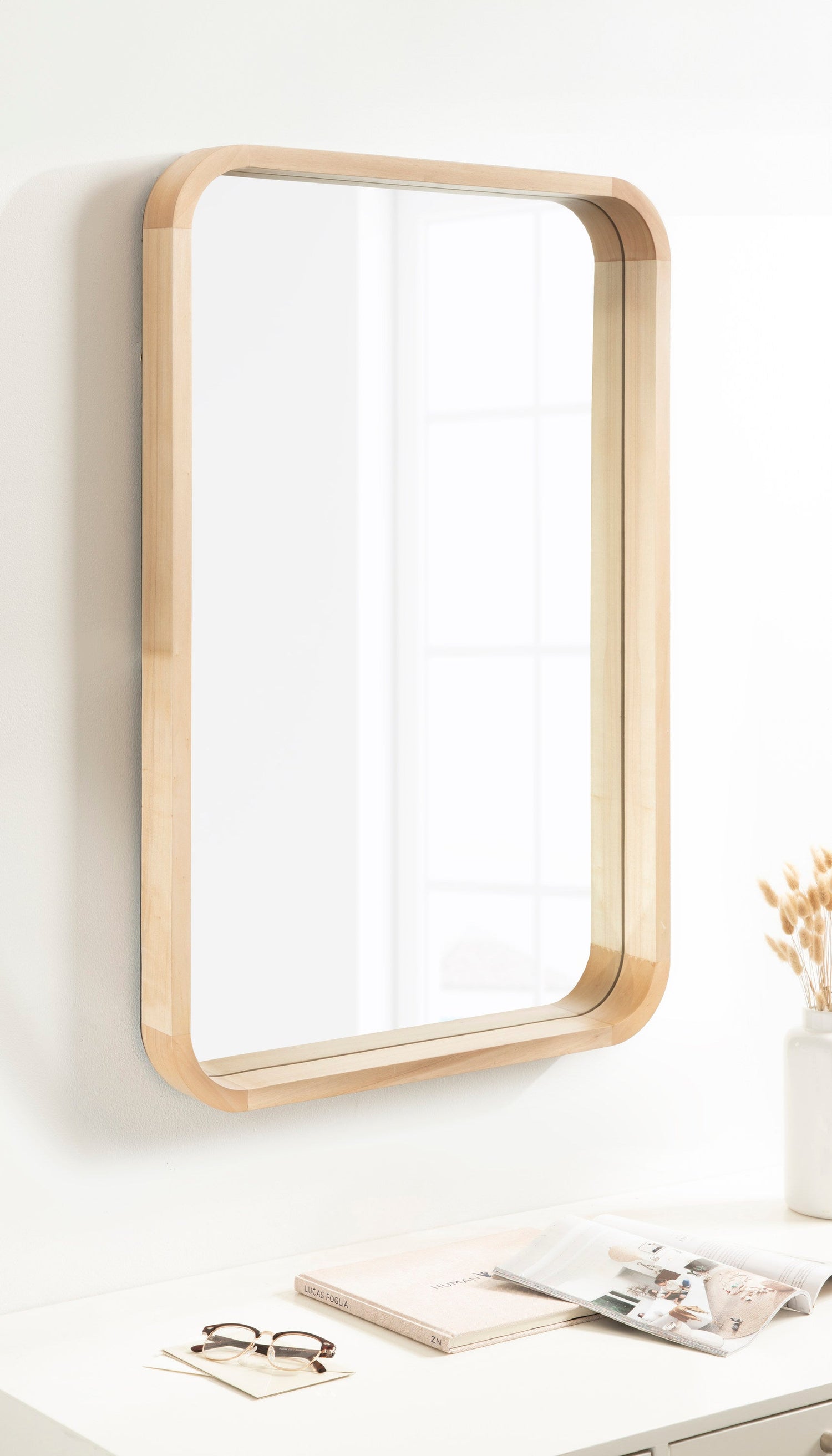Hutton Wood Framed Radius Rectangle Mirror