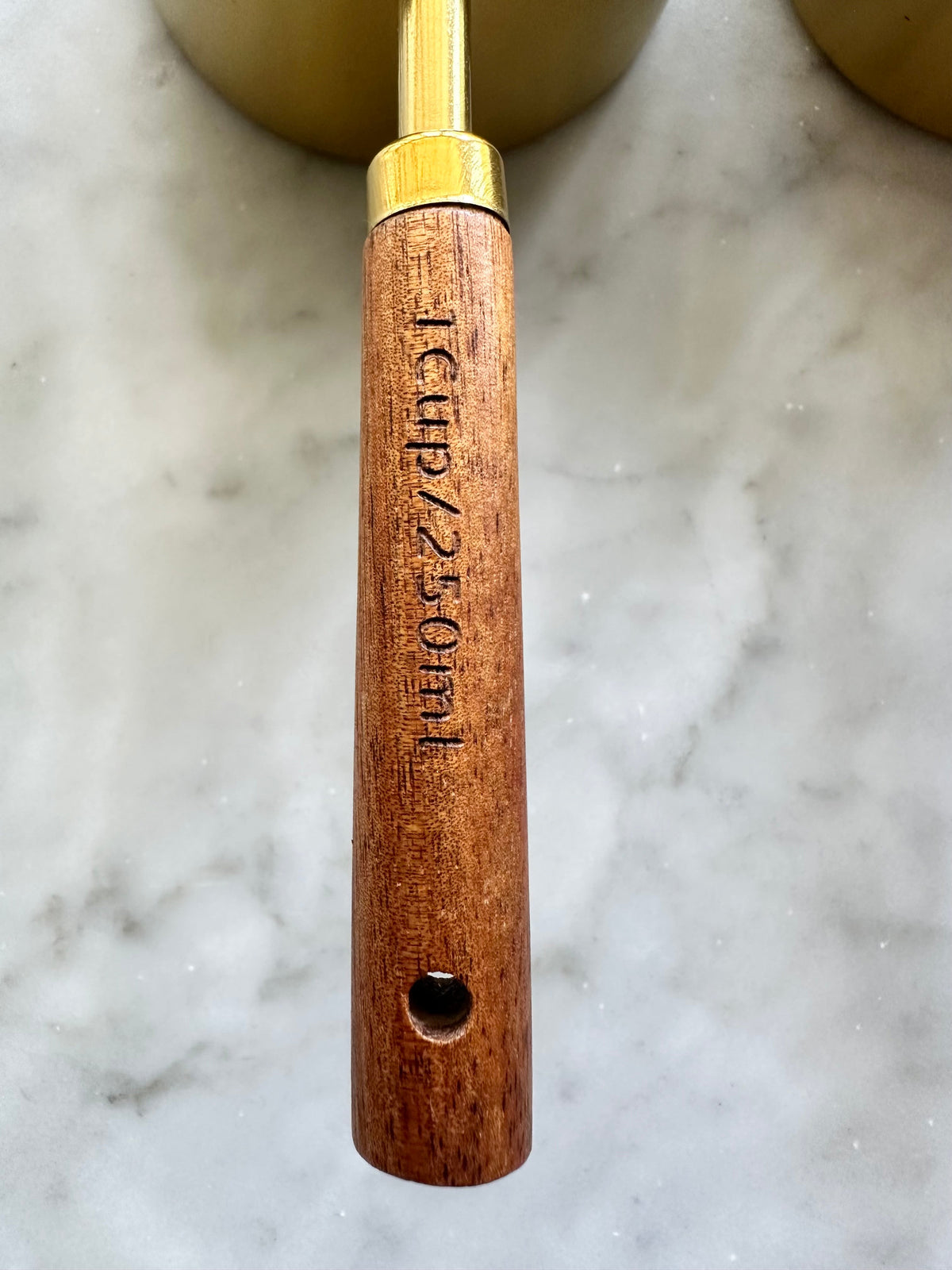 Acacia Wood and Gold Measuring Cups, Set of 8