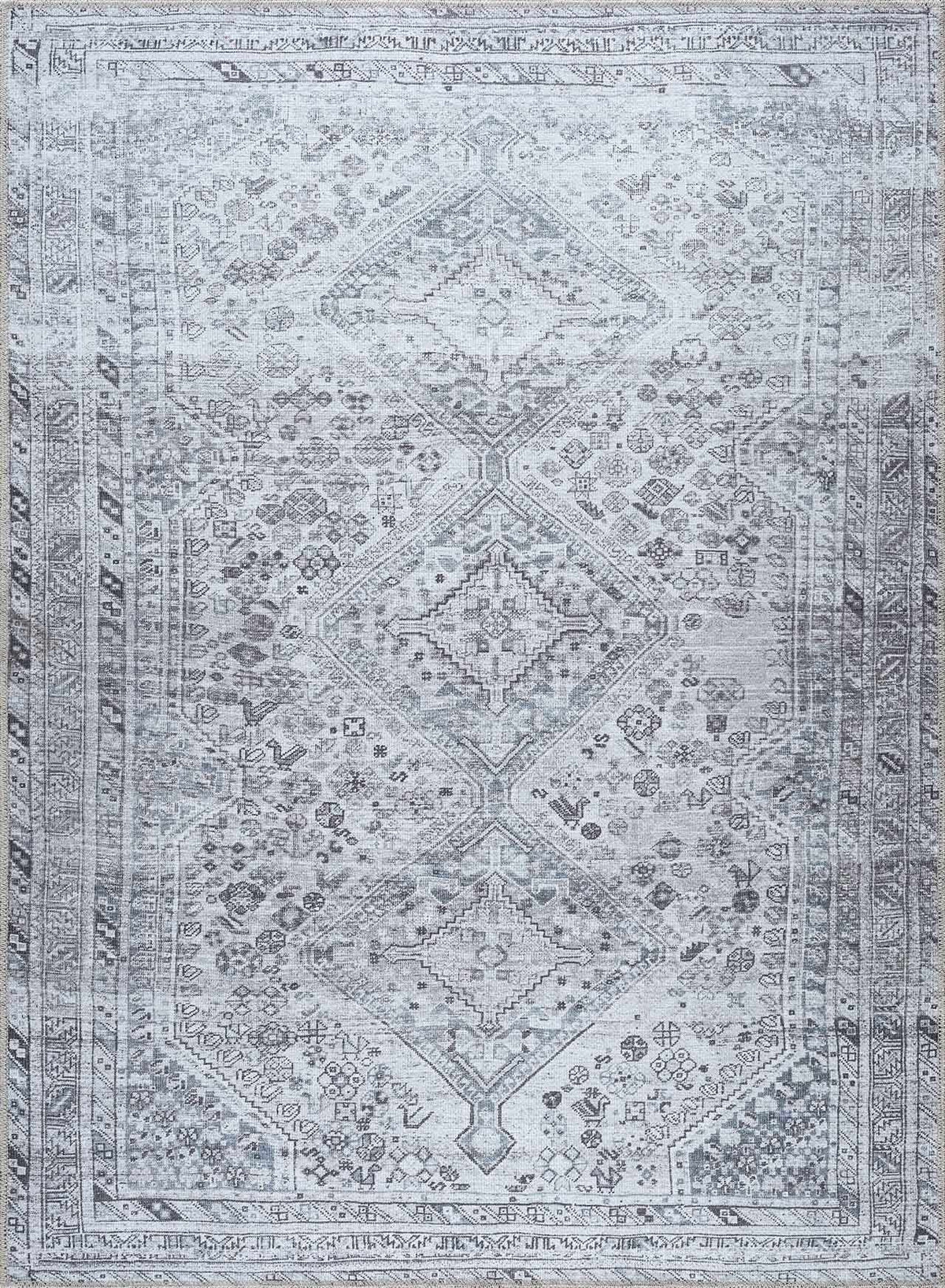 Barny Gray Flat Pile Washable Rug