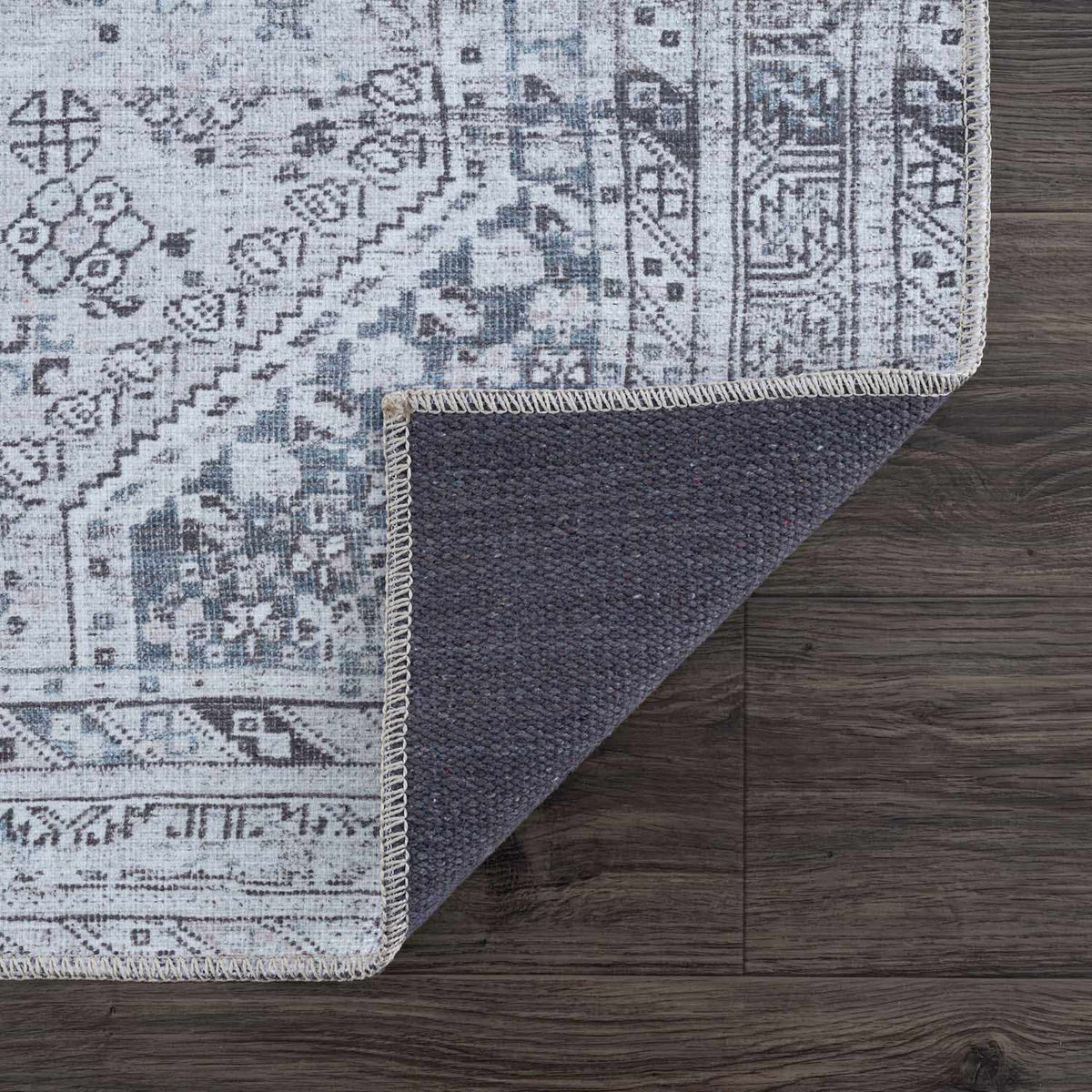 Barny Gray Flat Pile Washable Rug