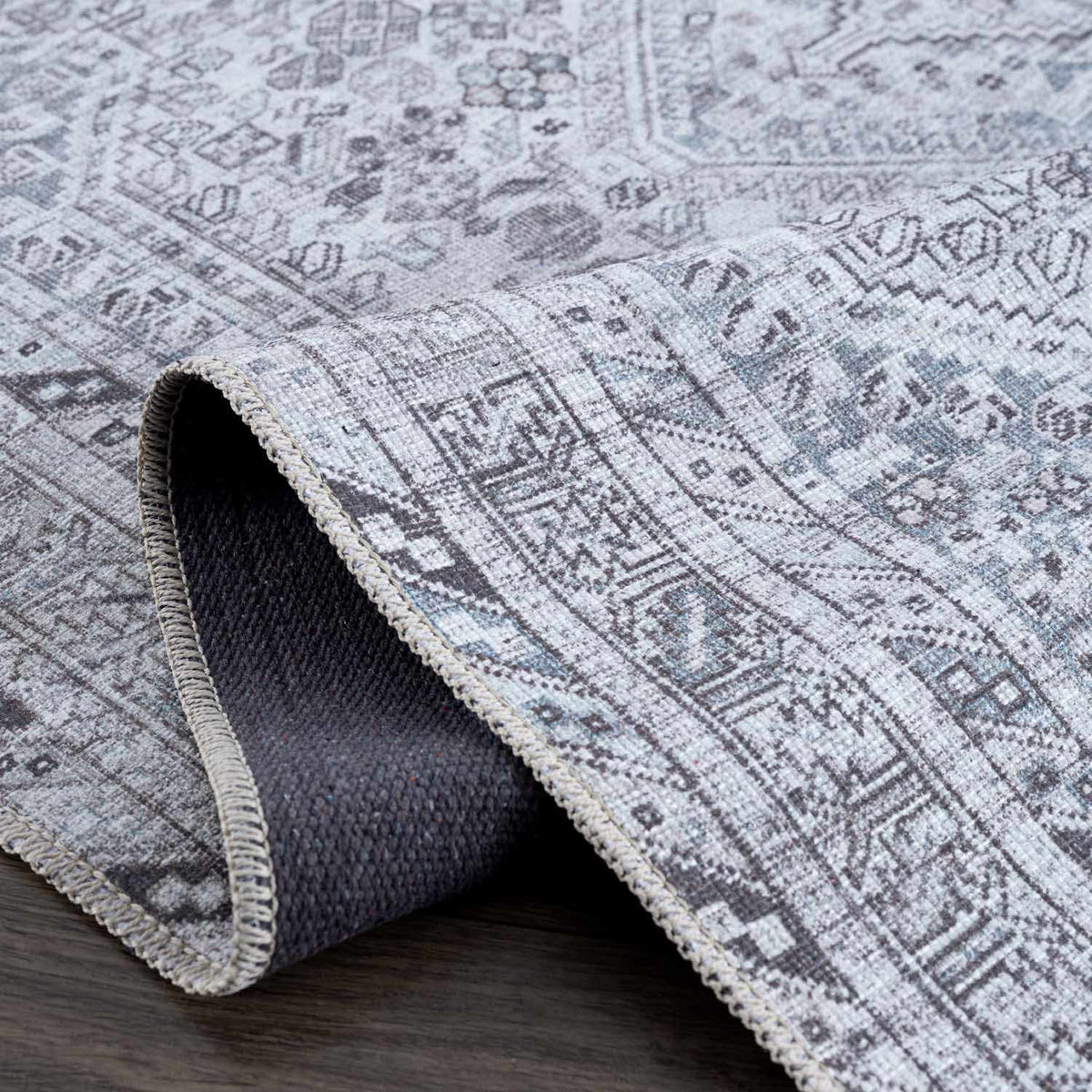 Barny Gray Flat Pile Washable Rug