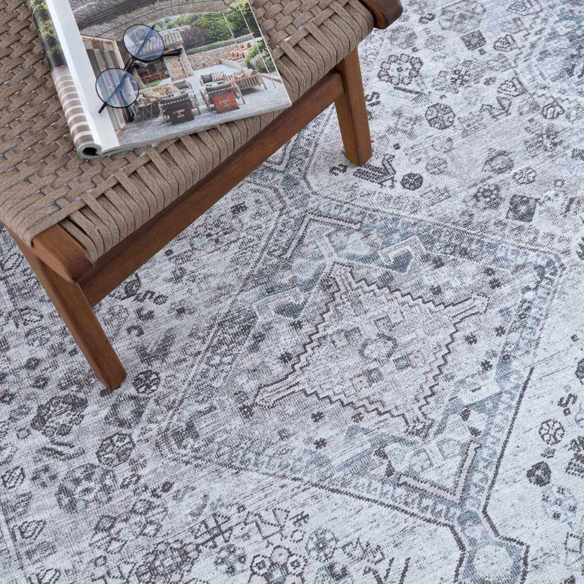 Barny Gray Flat Pile Washable Rug