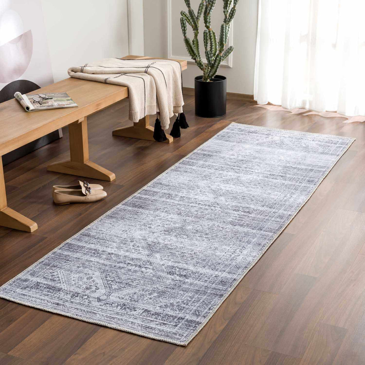 Barny Gray Blue Washable Rug