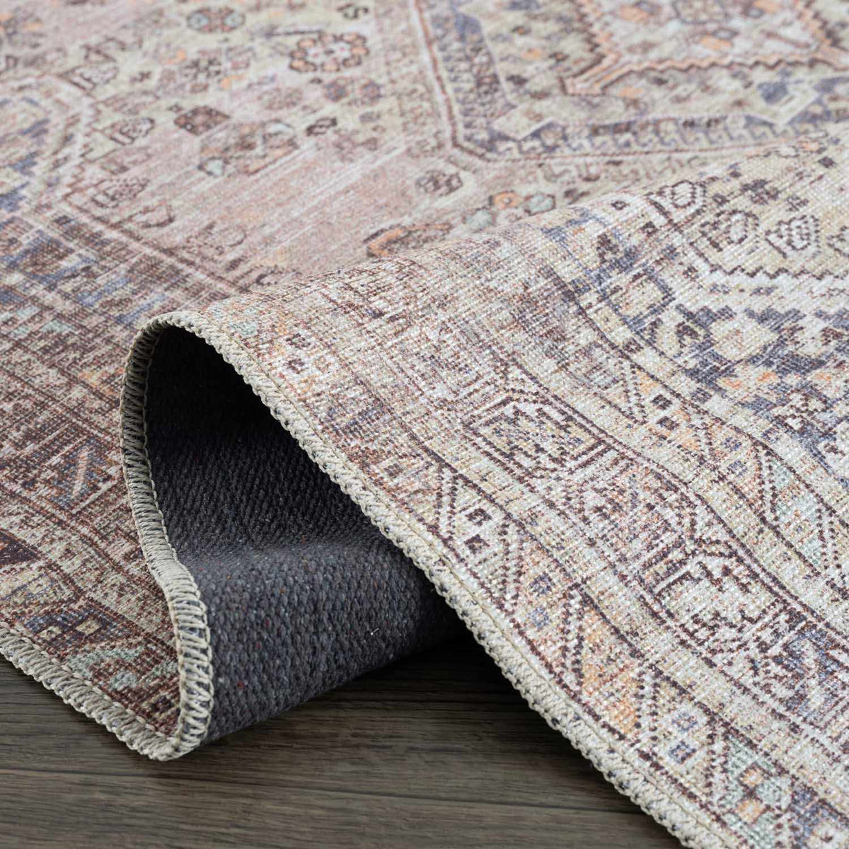 Barny Tan Flat Pile Washable Rug