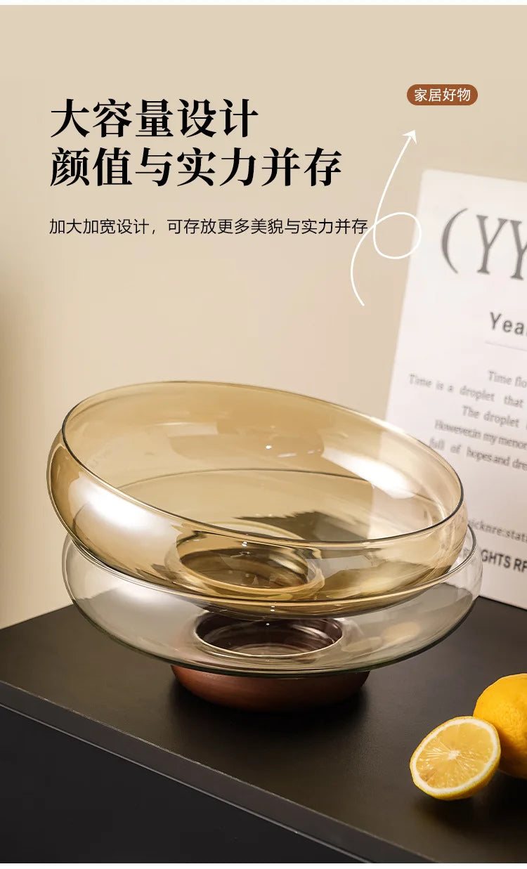Adella Acacia Wood &amp; Glass Bowl
