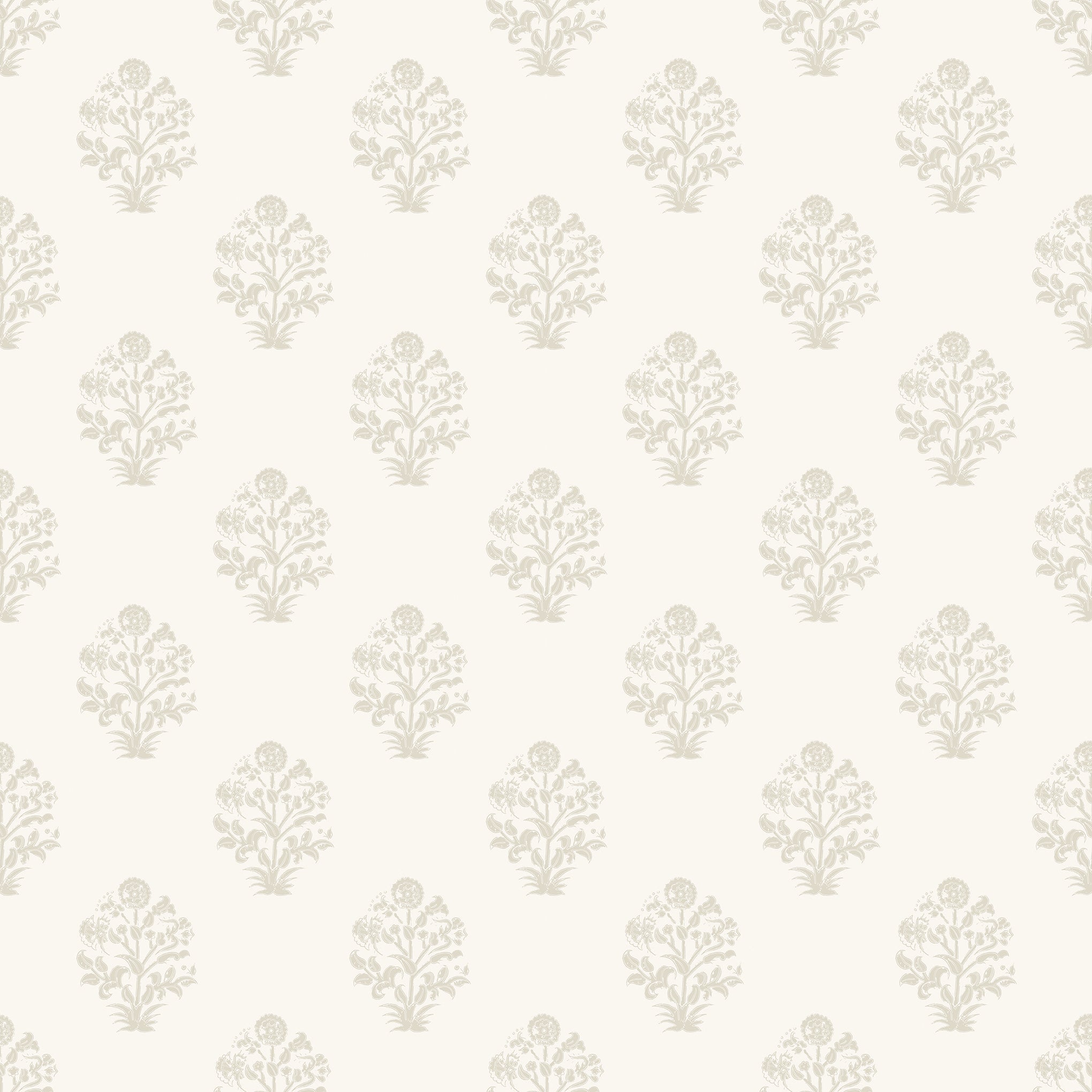Afton Block Print in White