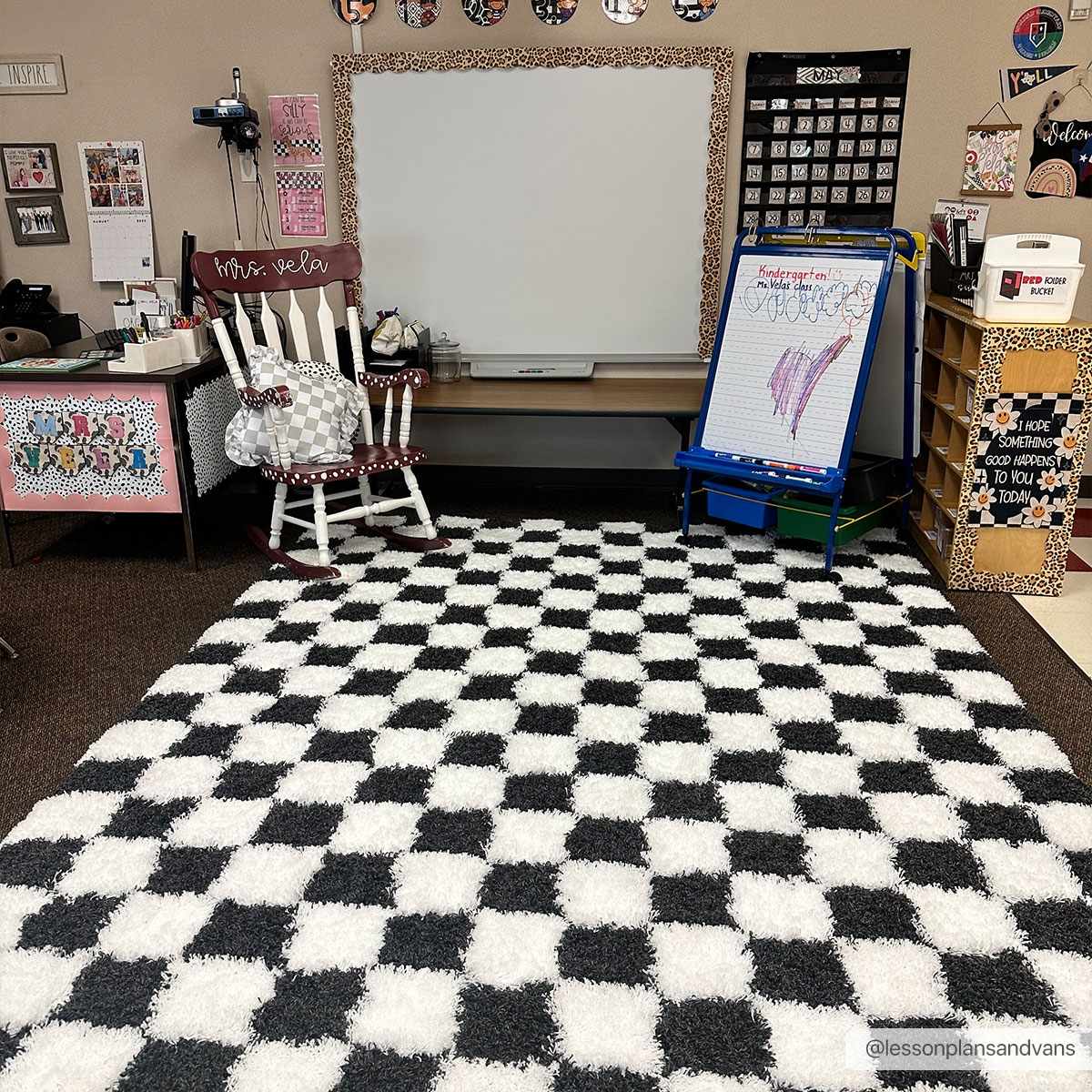 Atira Black &amp; White Checkered Area Rug