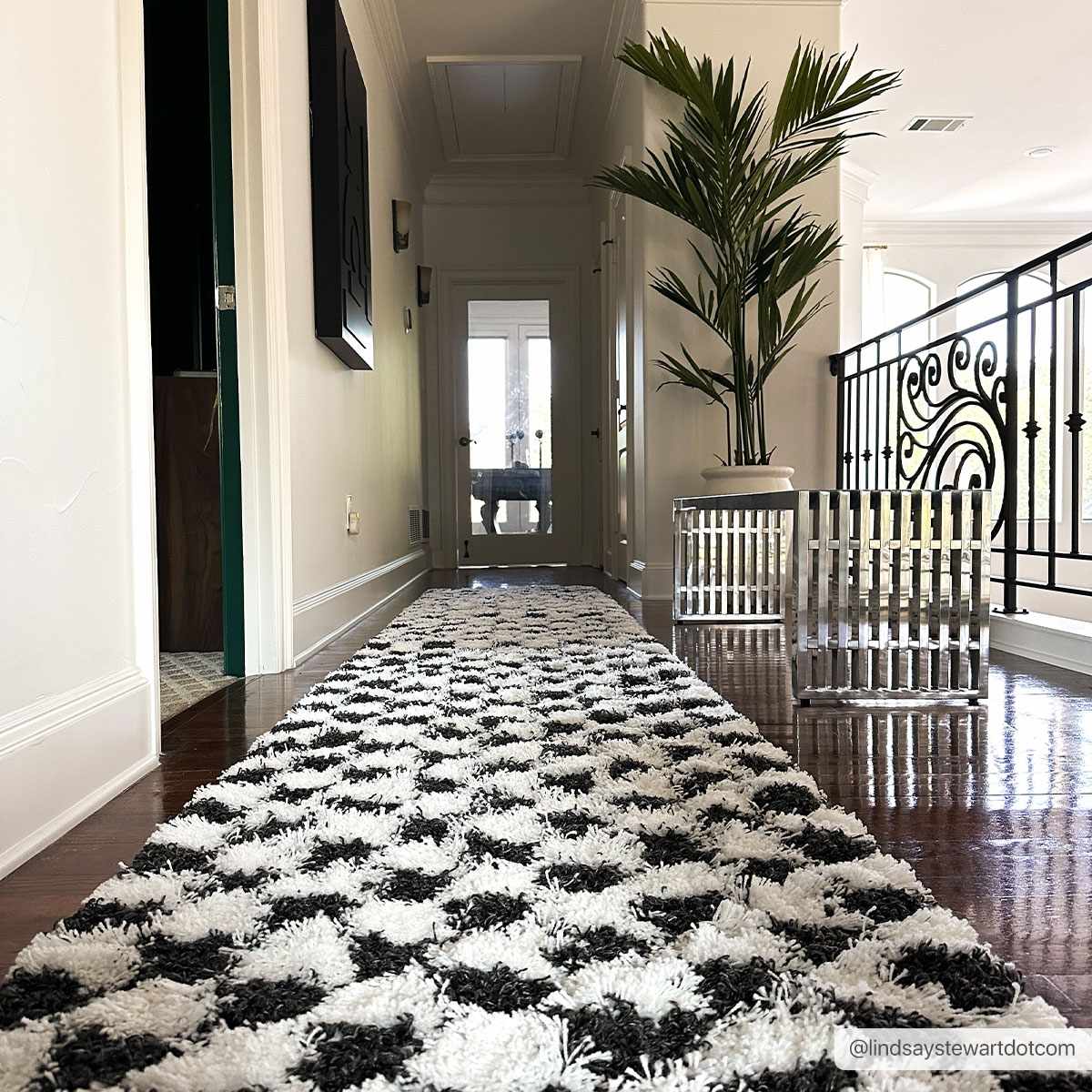 Atira Black &amp; White Checkered Area Rug