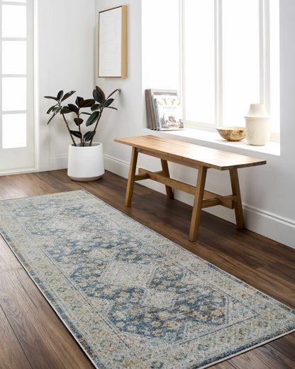 Bhavya Navy Washable Area Rug - Clearance