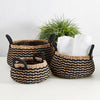 Black Stripe Round Basket with Handle Set