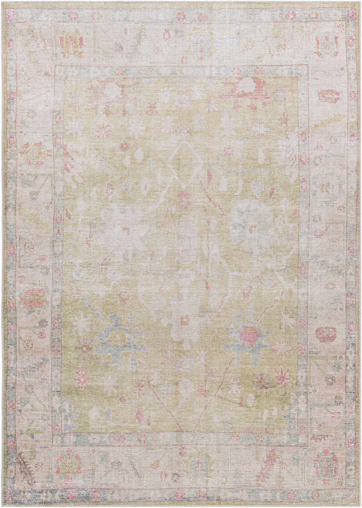Bozkurt Vintage Flat Pile Washable Rug