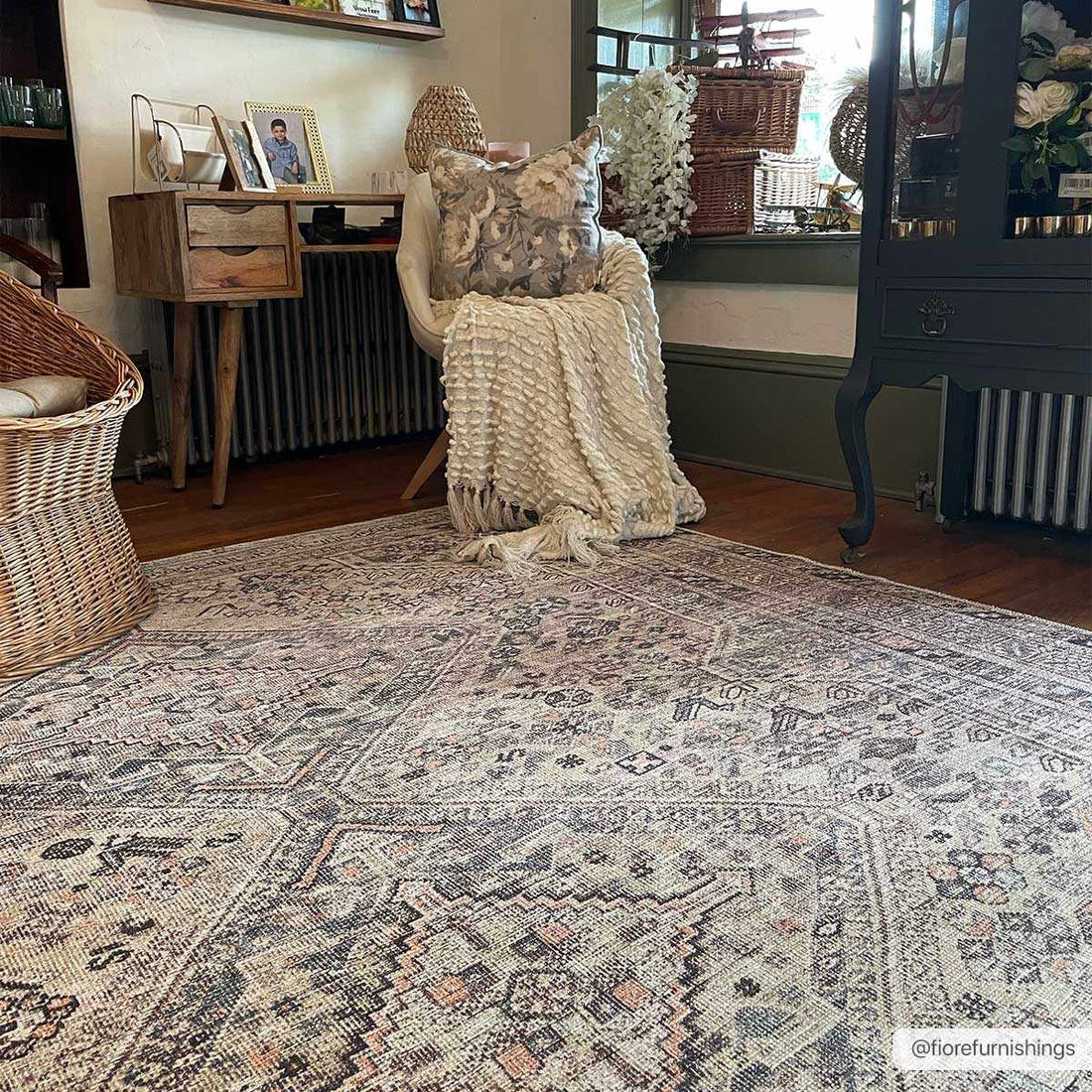 Barny Tan Flat Pile Washable Rug