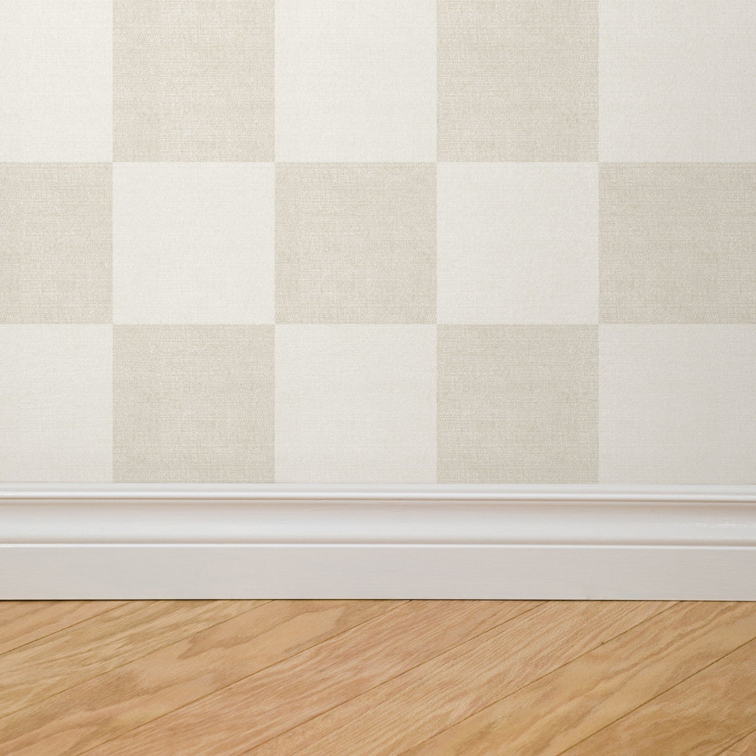 Woven Check (Beige) Wallpaper - 8 FT H X 12.5 FT W LUXE