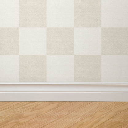 Woven Check (Beige) Wallpaper