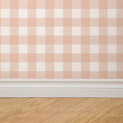 Simply Gingham Small (Peach) Wallpaper