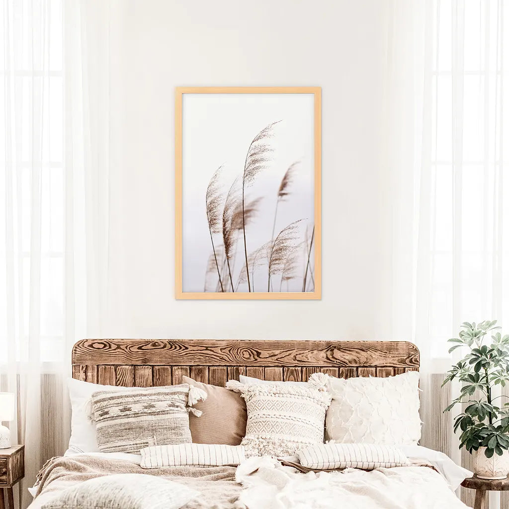 Beige Dried Grass Print. Summer Field