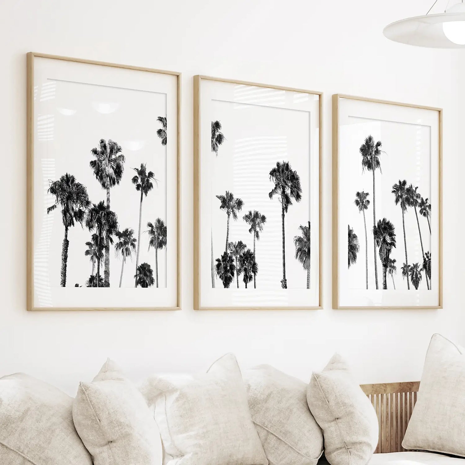 Black White Palm Trees Triptych