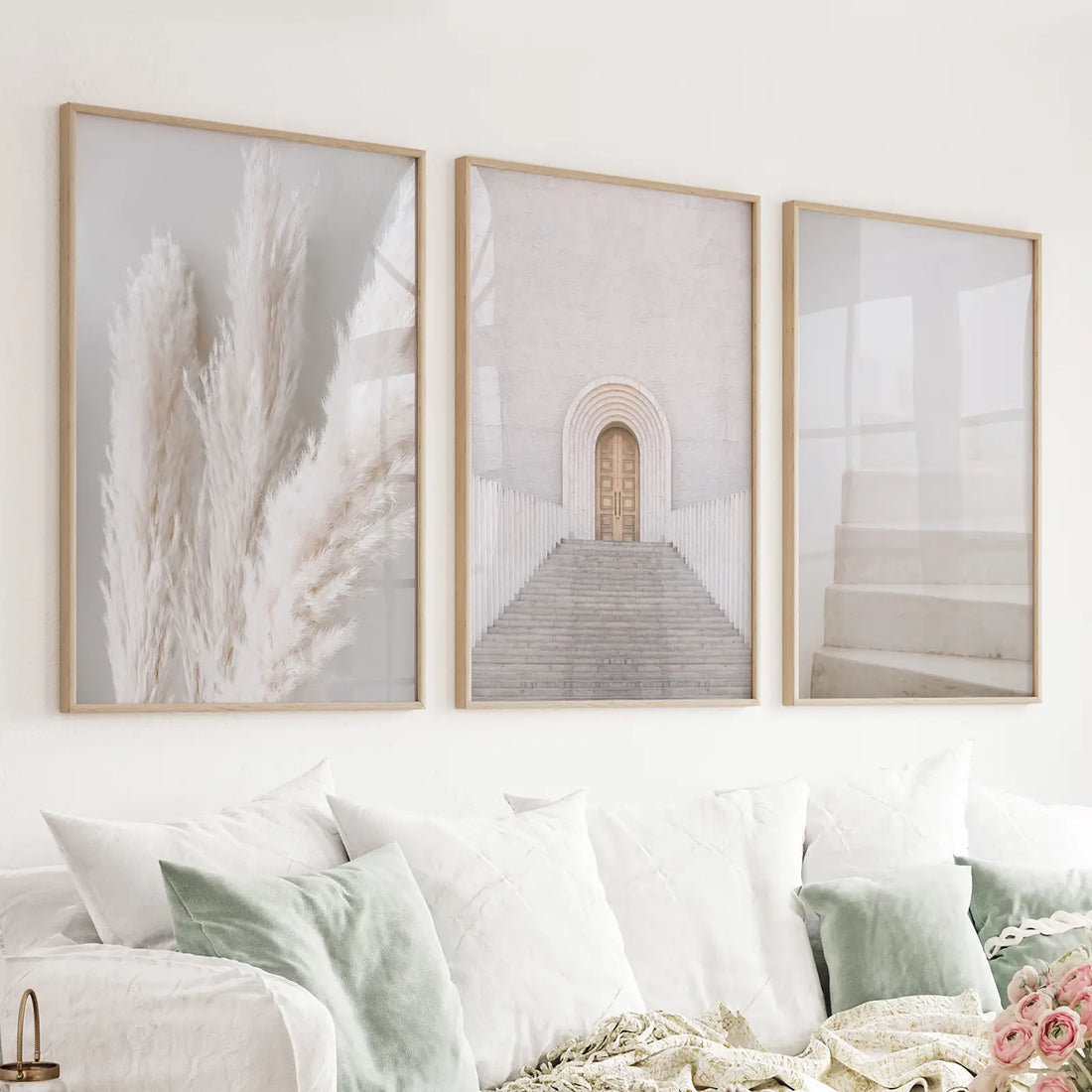 Contemporary Aesthetic Wall Art. Pampas Grass, Stairs, Door