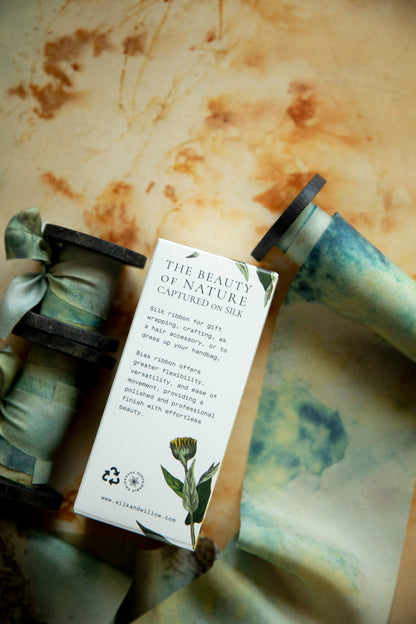 Seascape Botanical Print Silk Ribbon