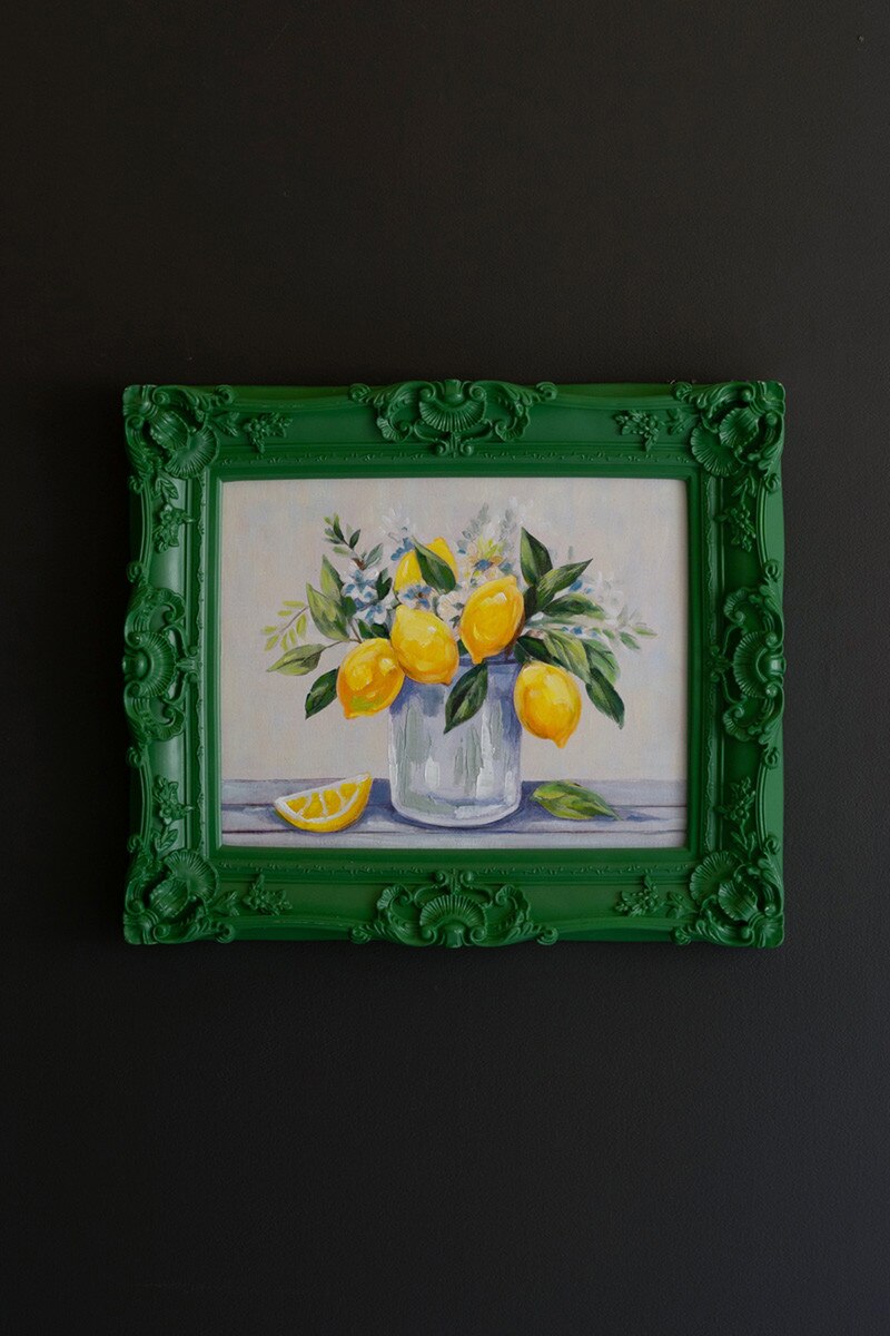 Dark Green Framed Lemon Painting