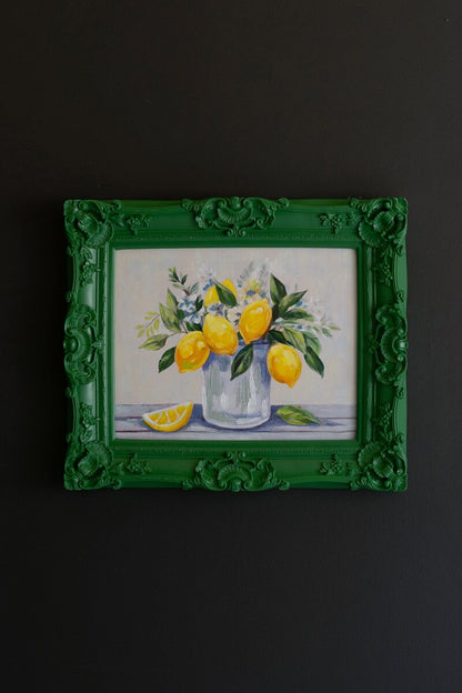 Dark Green Framed Lemon Painting