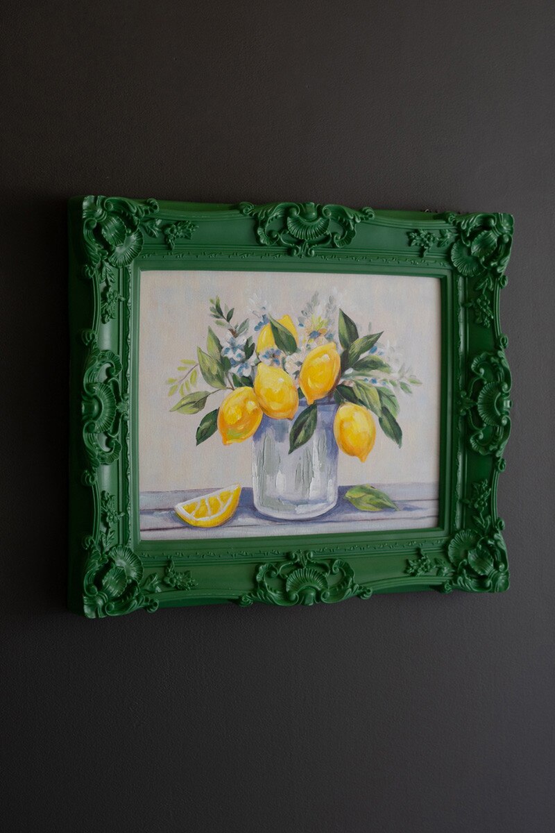 Dark Green Framed Lemon Painting
