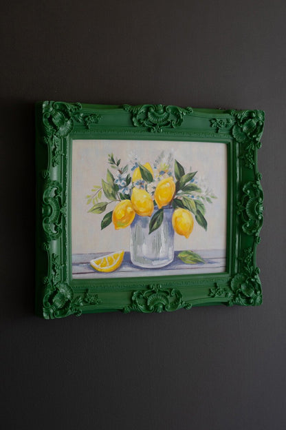 Dark Green Framed Lemon Painting