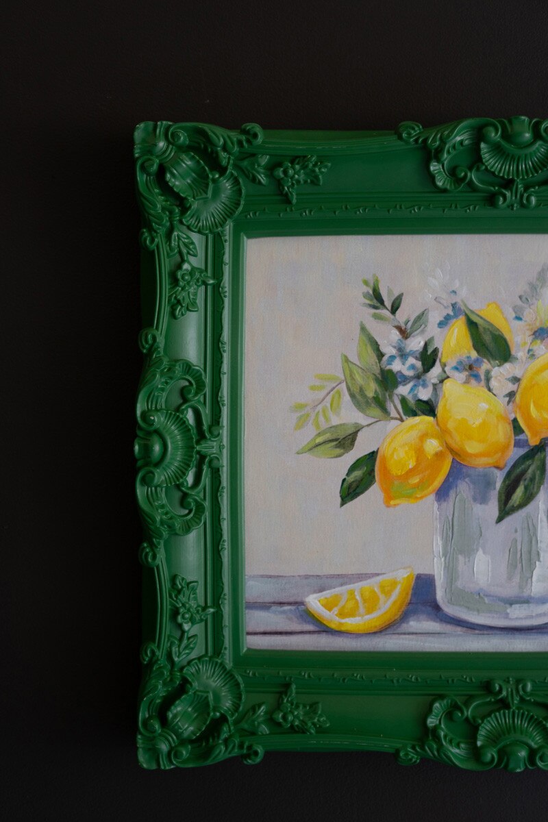 Dark Green Framed Lemon Painting