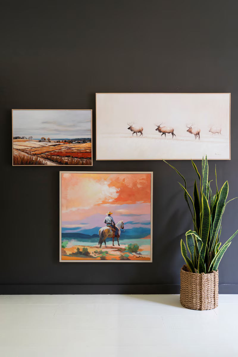 Framed Cowboy Painting