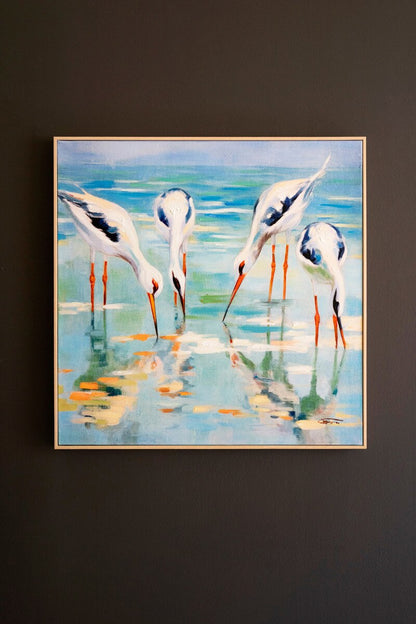 Framed Acrylic Shore Birds Painting