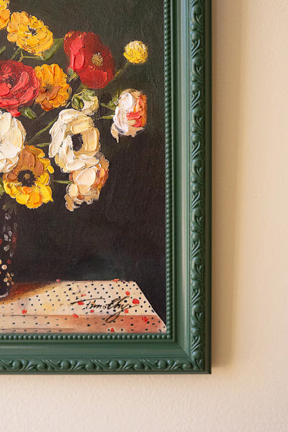 Green Framed Still-Life Painting