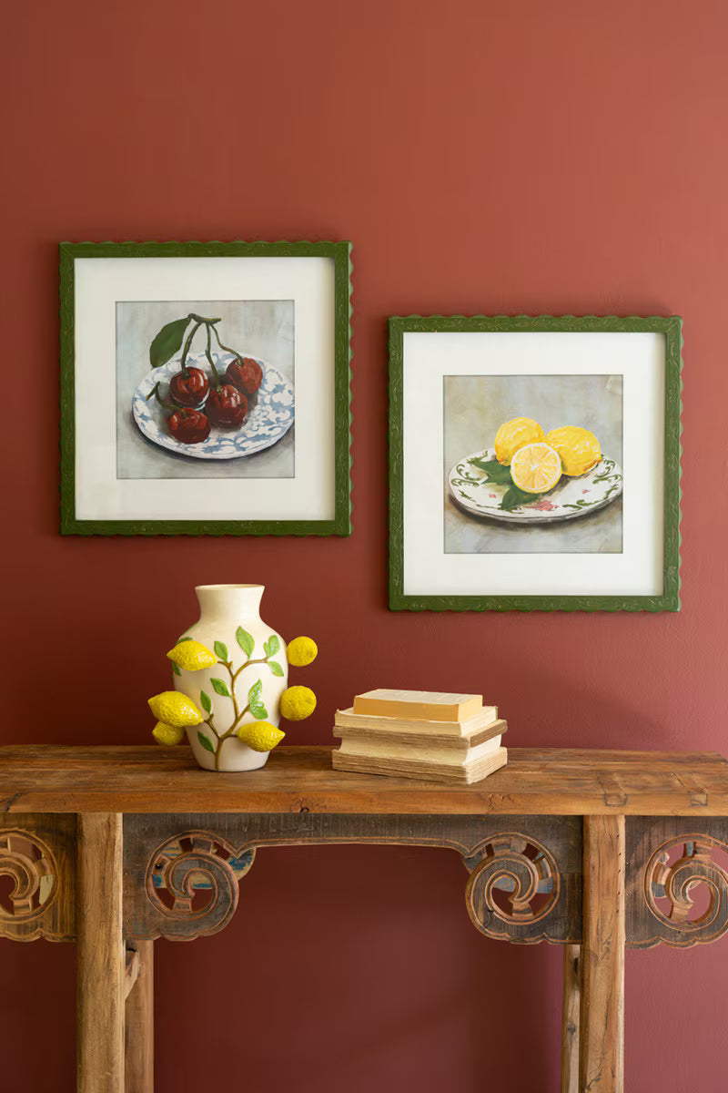 Set of 2 Framed Fruit Prints under Glass