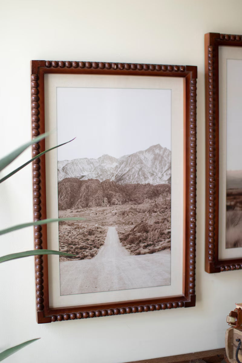 Set of 2 Framed Cowboy &amp; Horse with Desert Scene Photography Prints under Glass