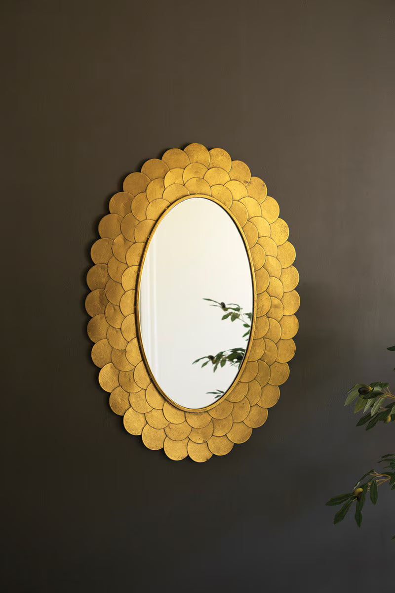Layered Gold Scallop Framed Mirror